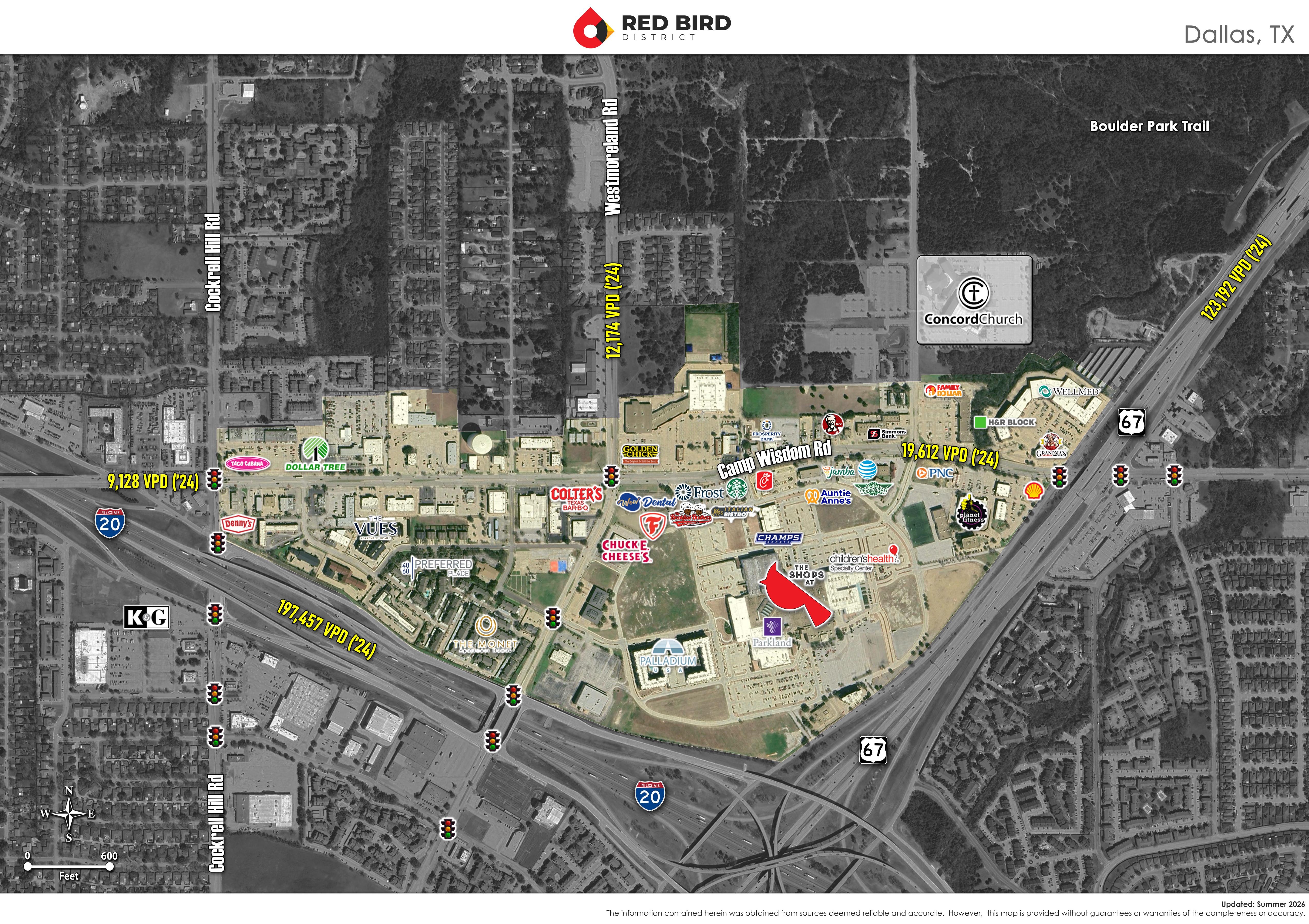 Aerial header view of I-20 & Hwy-67 at the SHOPS AT REDBIRD