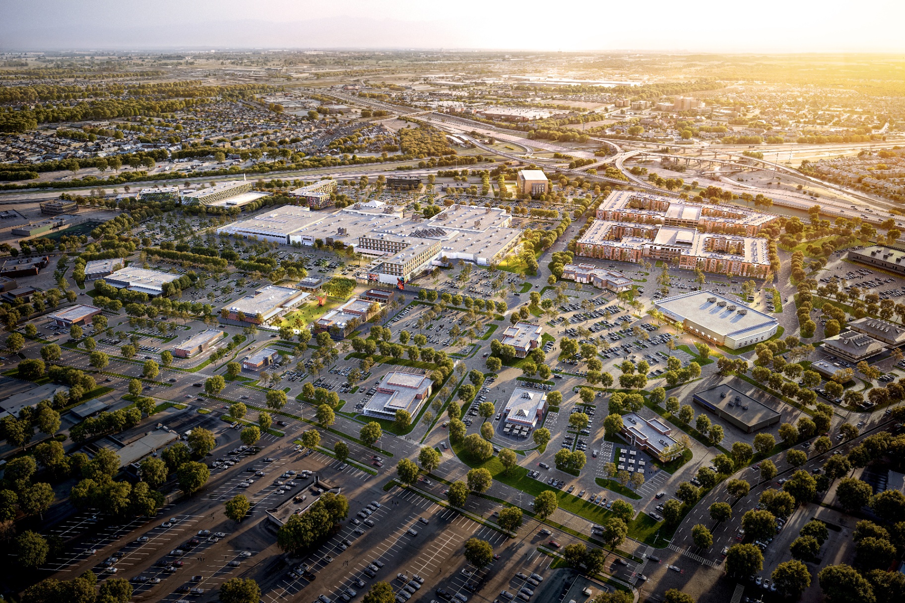 Aerial view of the Red Bird District in Dallas